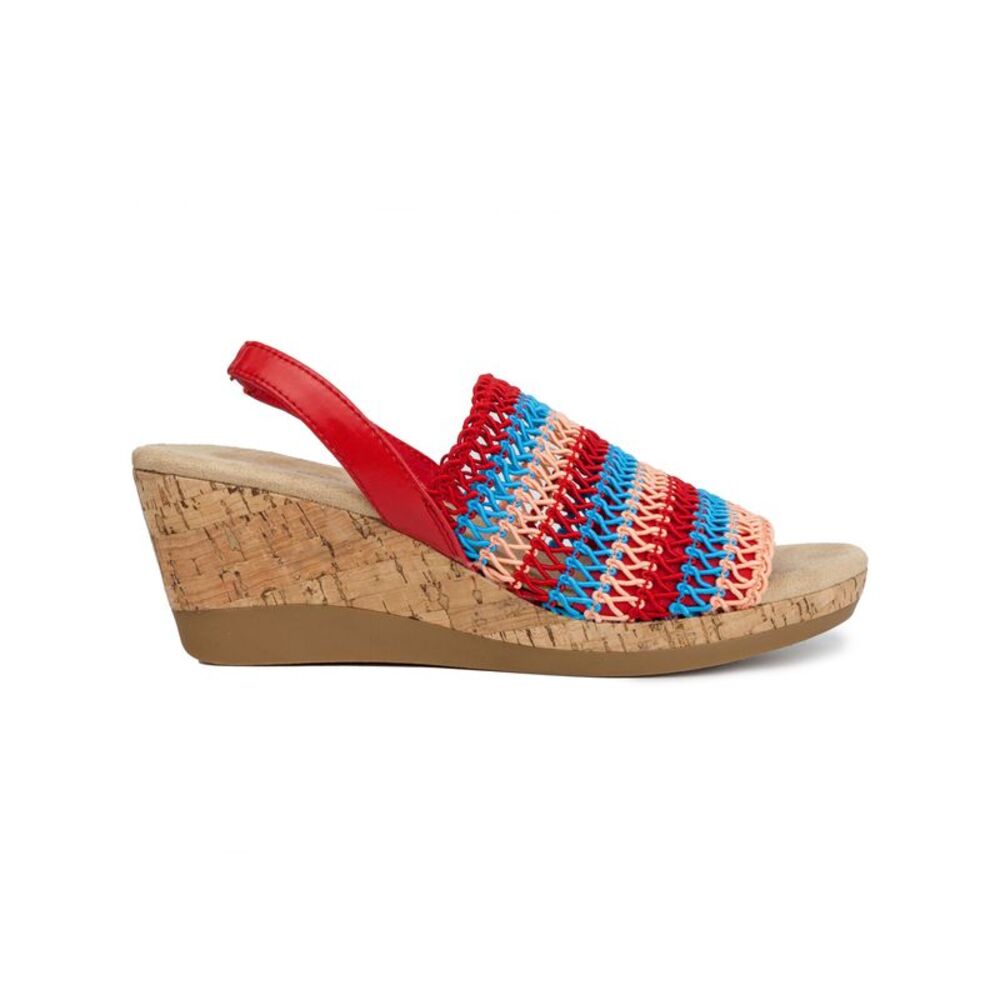 KAREN SCOTT Womens Red Cork Look Meriamm Wedge Slip On Slingback Sandal 8 M